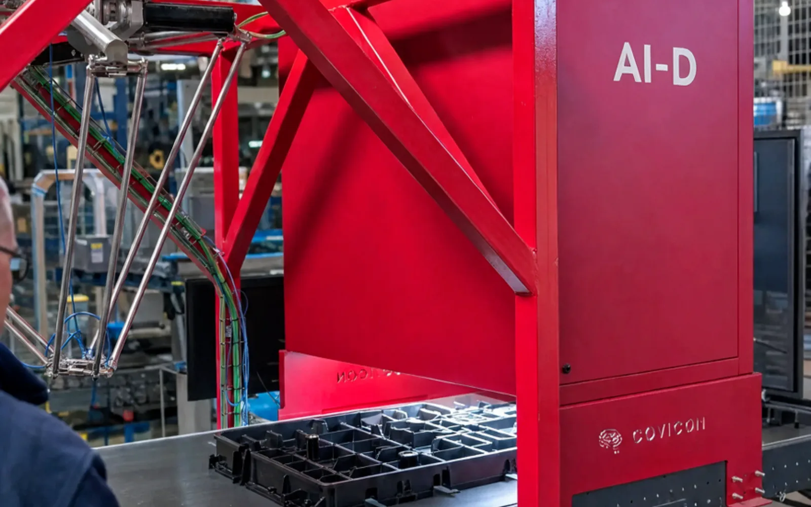 AI-D vision inspection above a production part at a manufacturer